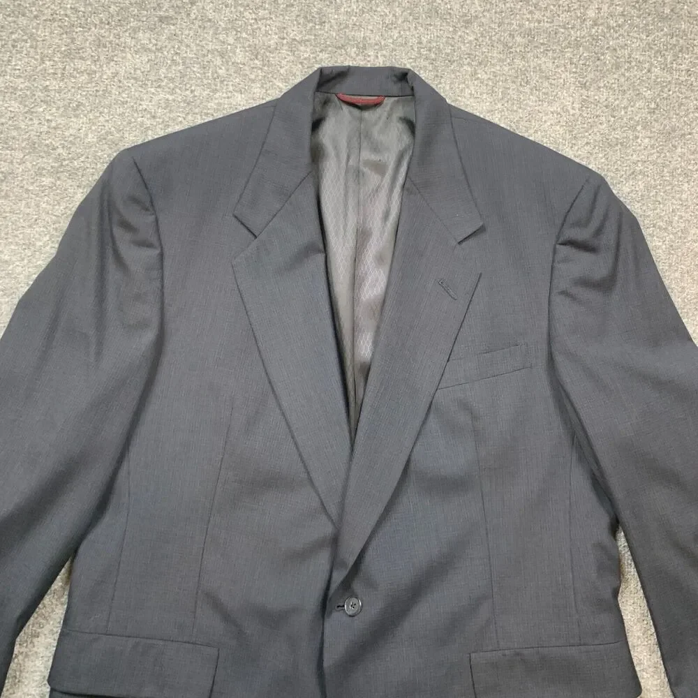 Vintage Hart‎ Schaffner Marx Blazer Mens 44R Navy Windowpane Sport Coat Made USA